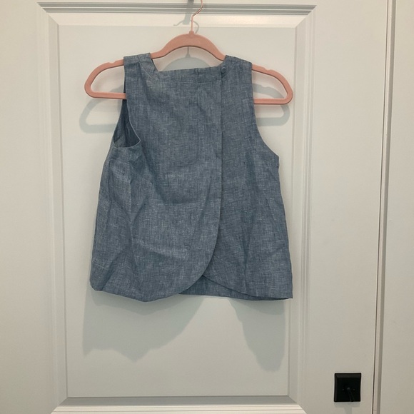 LOFT Chambray Linen Top & Button Trim Midi Skirt - Picture 3 of 3